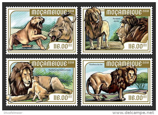 MOZAMBIQUE 2018 MNH** Lions Löwen Raubkatzen 4v - OFFICIAL ISSUE - DH1818 - Raubkatzen