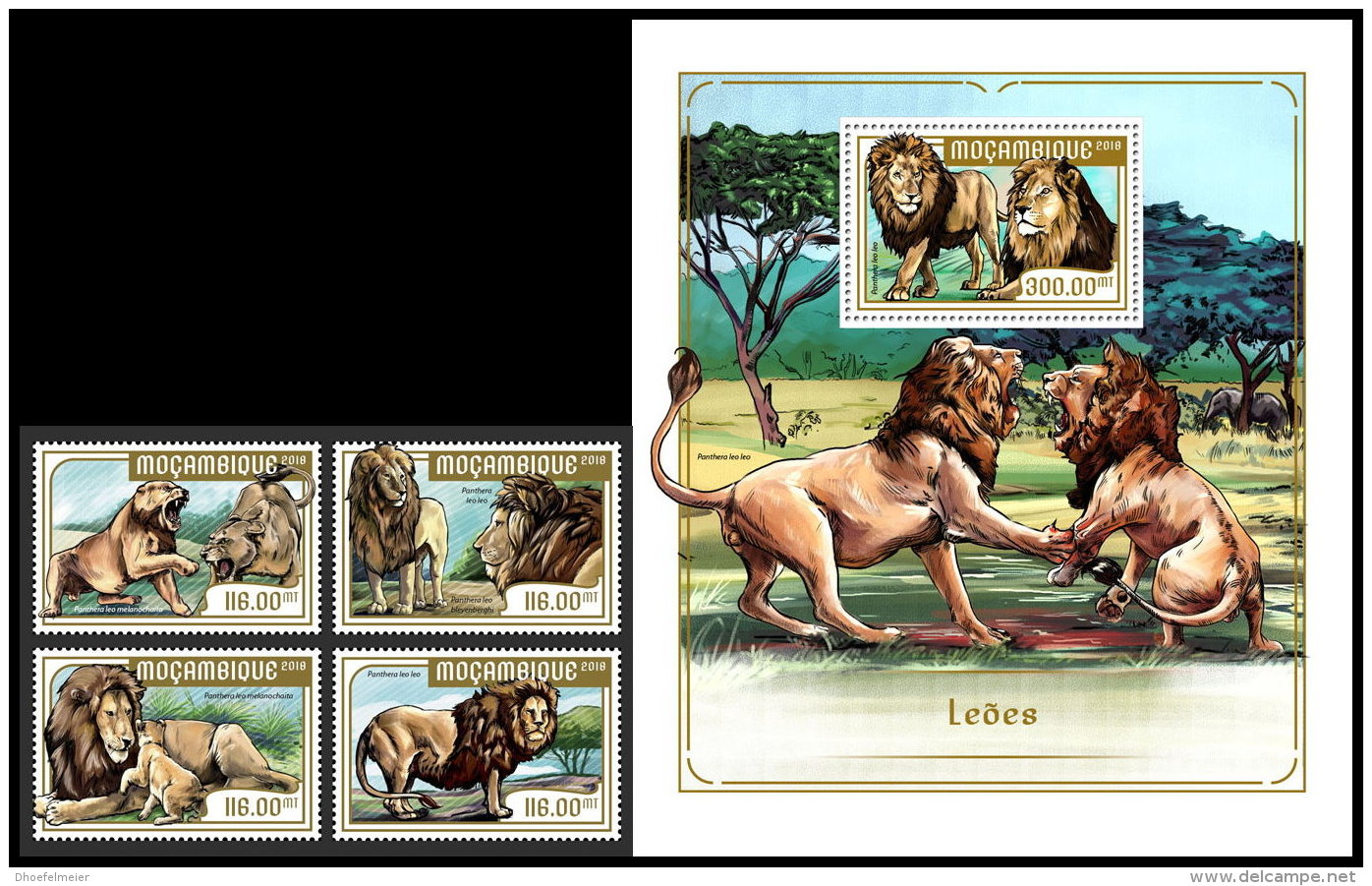 MOZAMBIQUE 2018 MNH** Lions Löwen Raubkatzen 4v+S/S - IMPERFORATED - DH1818 - Raubkatzen