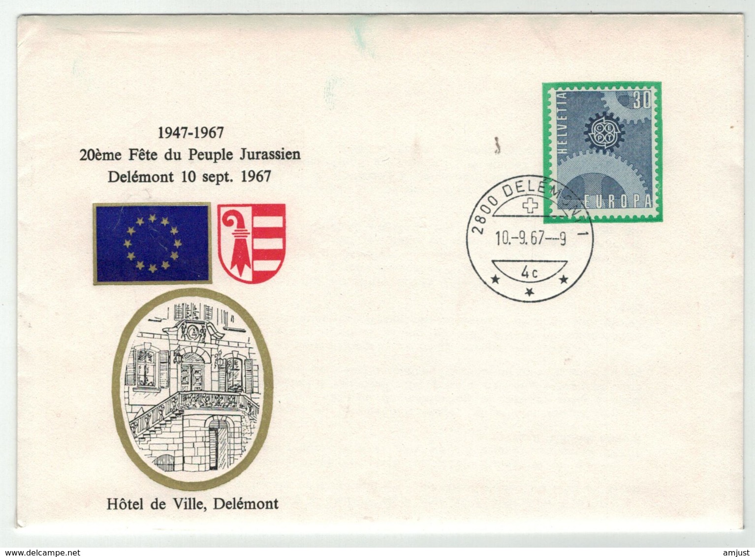 Suisse // Schweiz // Switzerland // Marcophilie //,Fête Du Peuple Jurassien 10.09.1967 - Postmark Collection