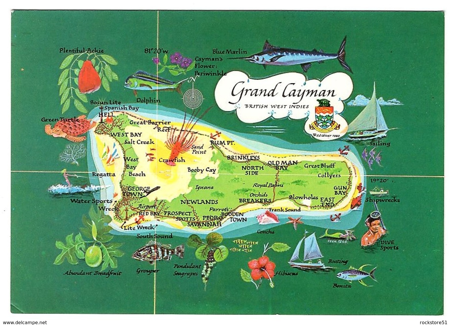 Seven-Mile Beach Grand Cayman + A Map Card - Caïman (Iles)