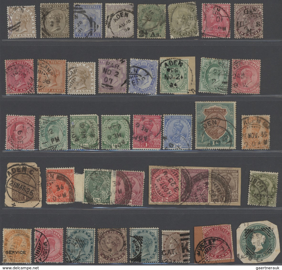 22001 Aden: 1890(1986 (ca.), Miscellaneous Holding Incl. India Used In Aden (apprx. 65 Stamps), A Few Cove - Jemen