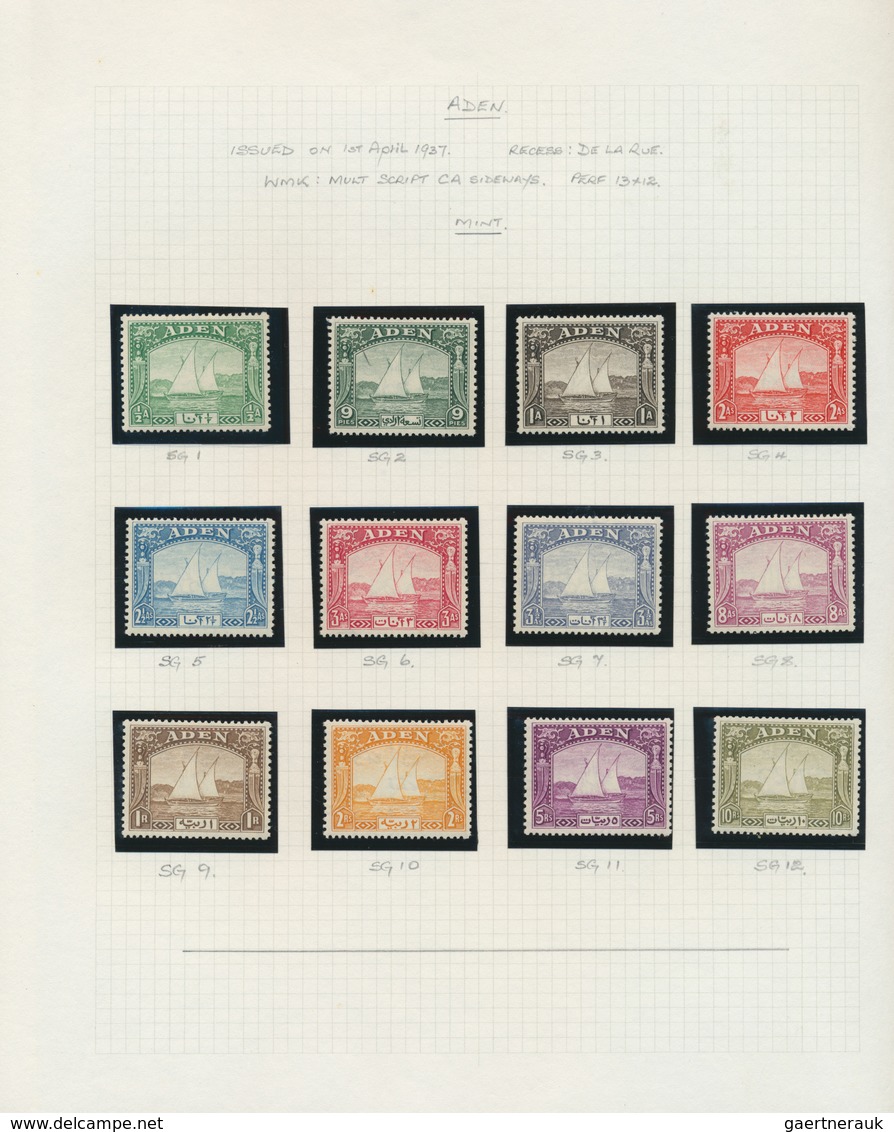 22006 Aden: 1937/1951, Specialised Collection On Written Up Album Pages, Incl. 1937 Definitives Mint, Used - Jemen