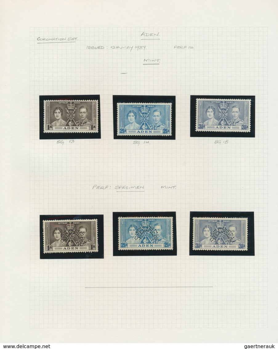 22006 Aden: 1937/1951, specialised collection on written up album pages, incl. 1937 Definitives mint, used