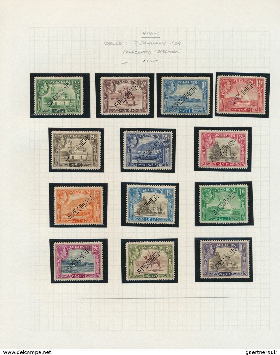 22006 Aden: 1937/1951, specialised collection on written up album pages, incl. 1937 Definitives mint, used