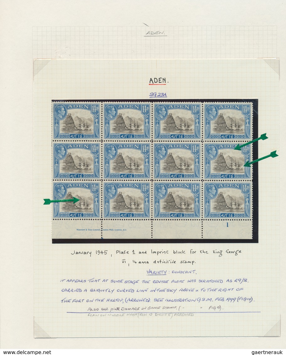 22006 Aden: 1937/1951, specialised collection on written up album pages, incl. 1937 Definitives mint, used