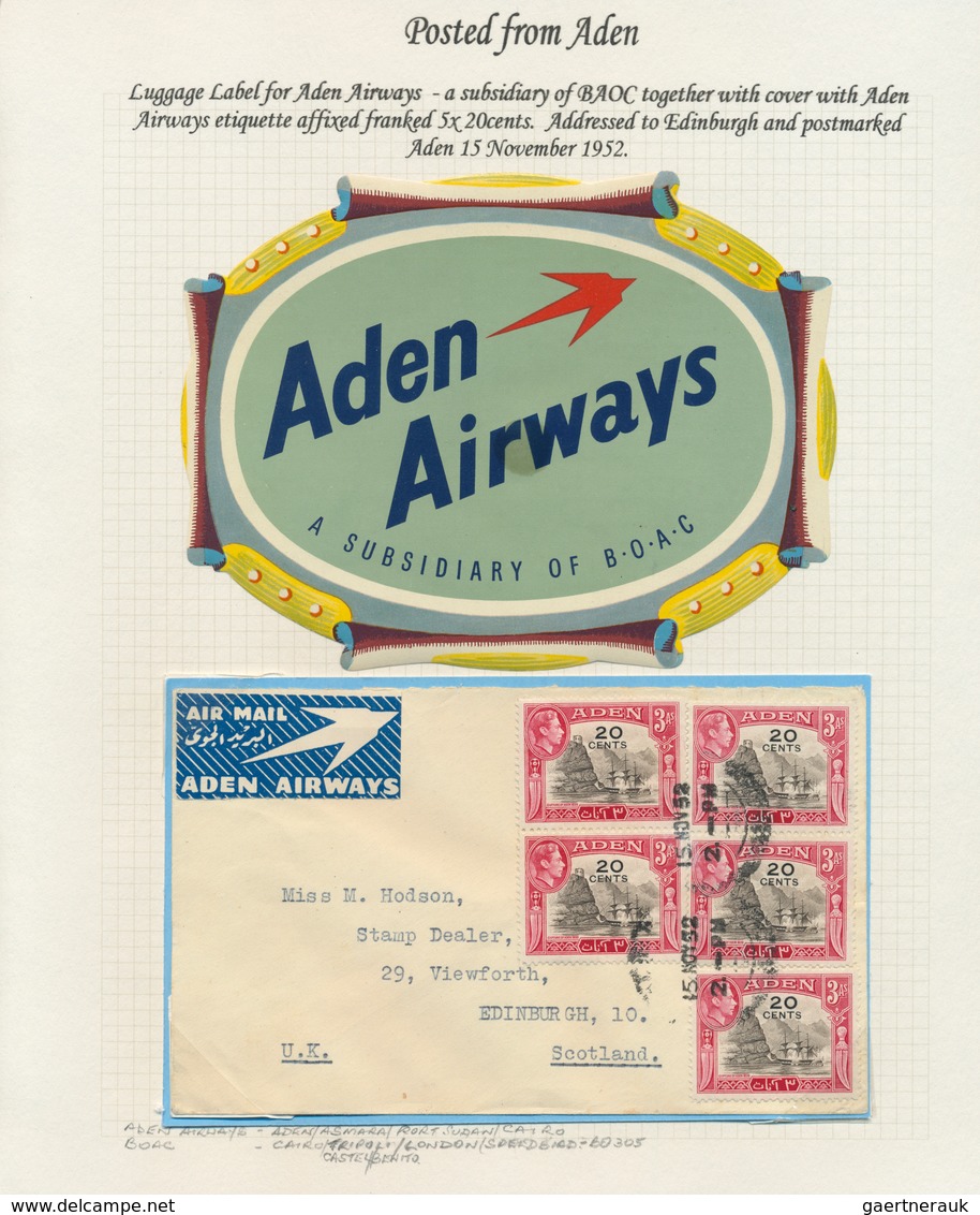 22009 Aden: 1948/1964, Airmail From/to Aden, Collection Of 21 Covers (plus Several Ephemera) On Written Up - Yemen