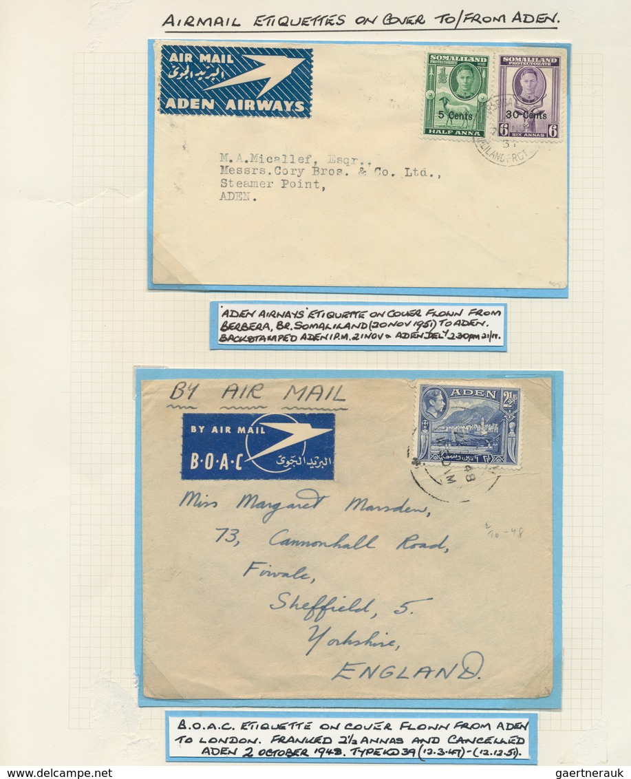 22009 Aden: 1948/1964, Airmail From/to Aden, Collection Of 21 Covers (plus Several Ephemera) On Written Up - Yémen