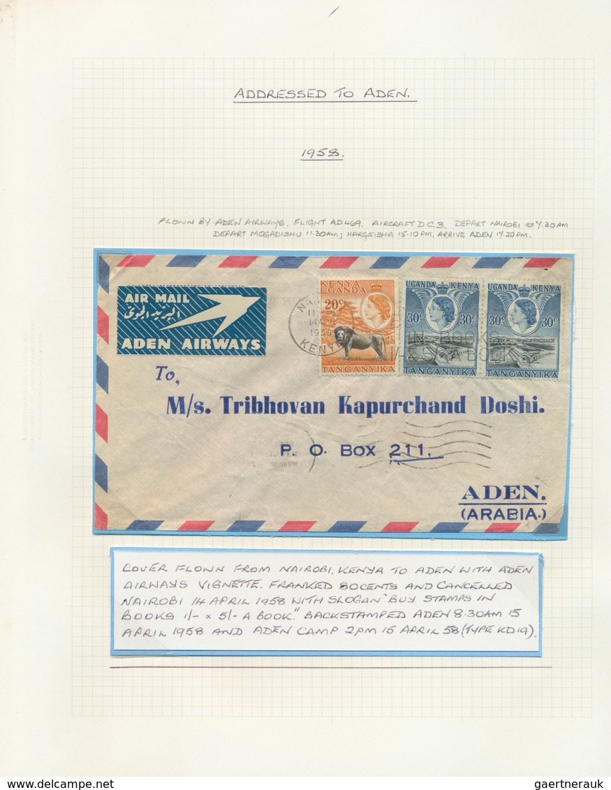 22009 Aden: 1948/1964, Airmail from/to Aden, collection of 21 covers (plus several ephemera) on written up