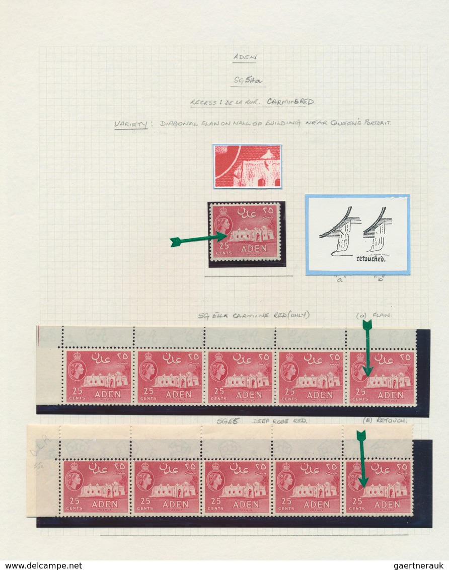 22010 Aden: 1953/1964, DEFINITIVES QEII, Deeply Specialised Collection Of Apprx. 600 Stamps On Written Up - Yemen