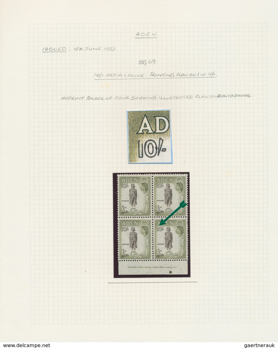 22010 Aden: 1953/1964, DEFINITIVES QEII, Deeply Specialised Collection Of Apprx. 600 Stamps On Written Up - Yémen