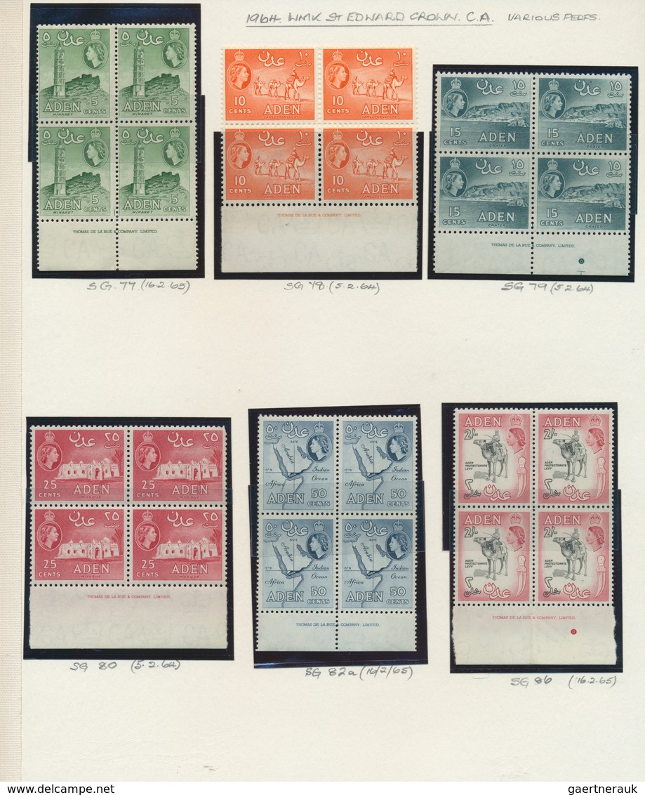 22010 Aden: 1953/1964, DEFINITIVES QEII, deeply specialised collection of apprx. 600 stamps on written up