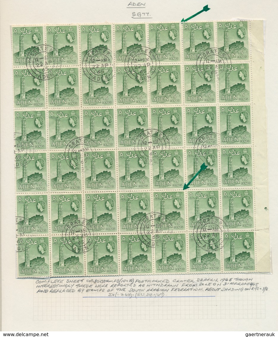 22010 Aden: 1953/1964, DEFINITIVES QEII, deeply specialised collection of apprx. 600 stamps on written up