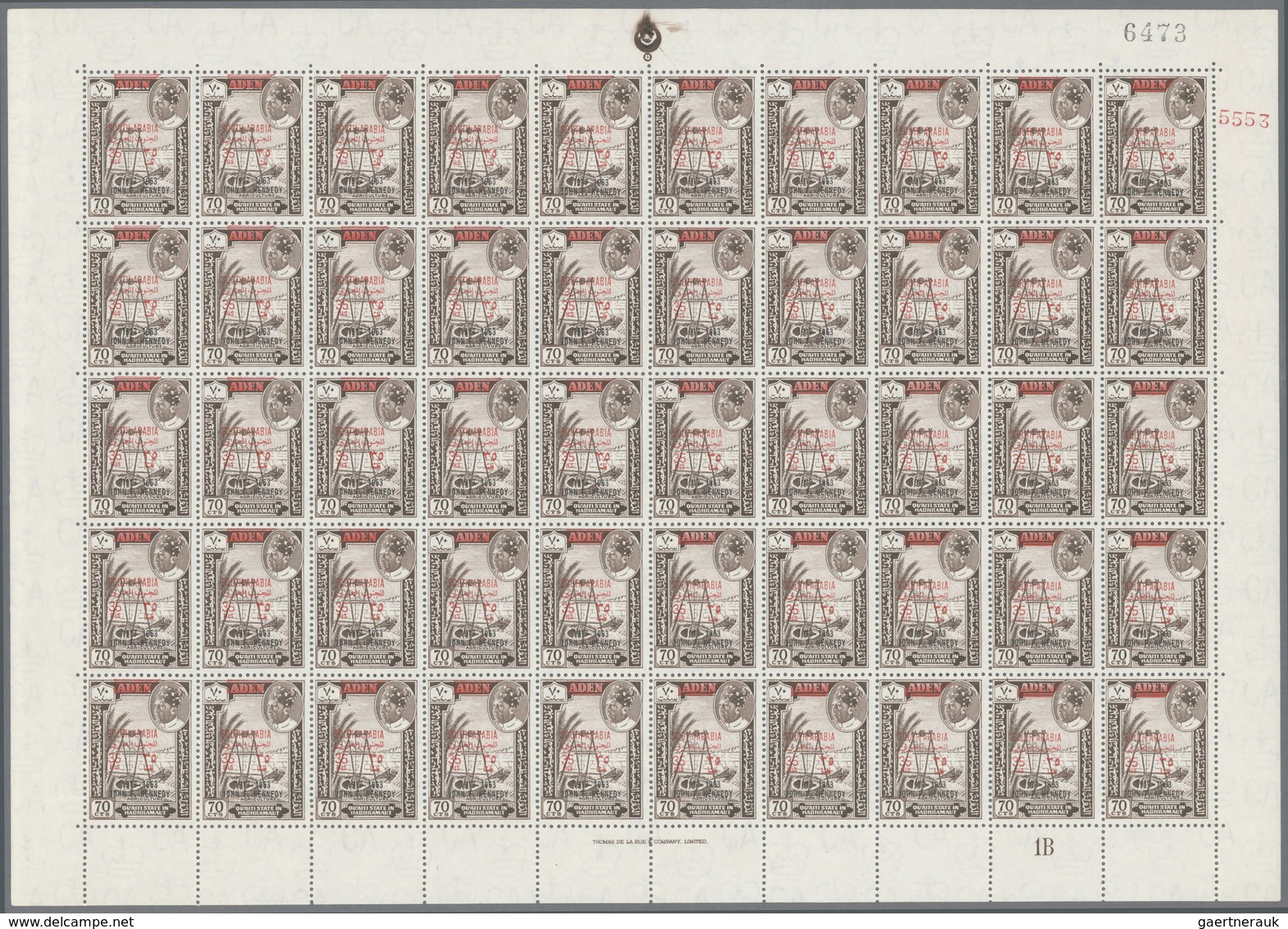 22027 Aden - Qu'aiti State In Hadhramaut: 1966, Definitives With Red Bilingual Opt. 'SOUTH ARABIA' And Add - Jemen