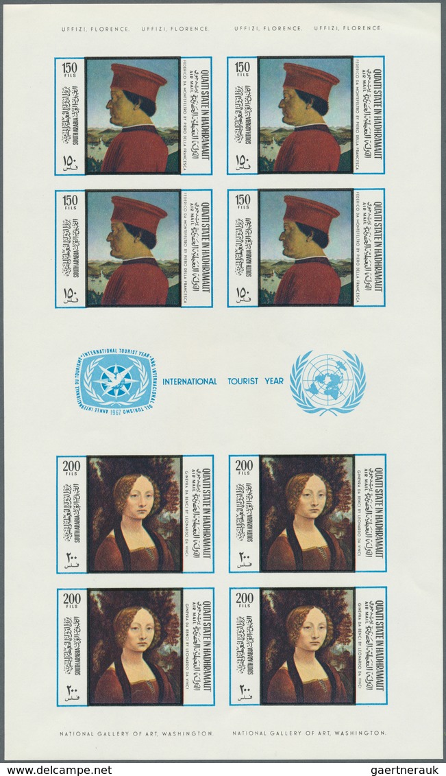 22031 Aden - Qu'aiti State In Hadhramaut: 1967, International Tourism Year/Paintings, Complete Set Of Perf - Jemen