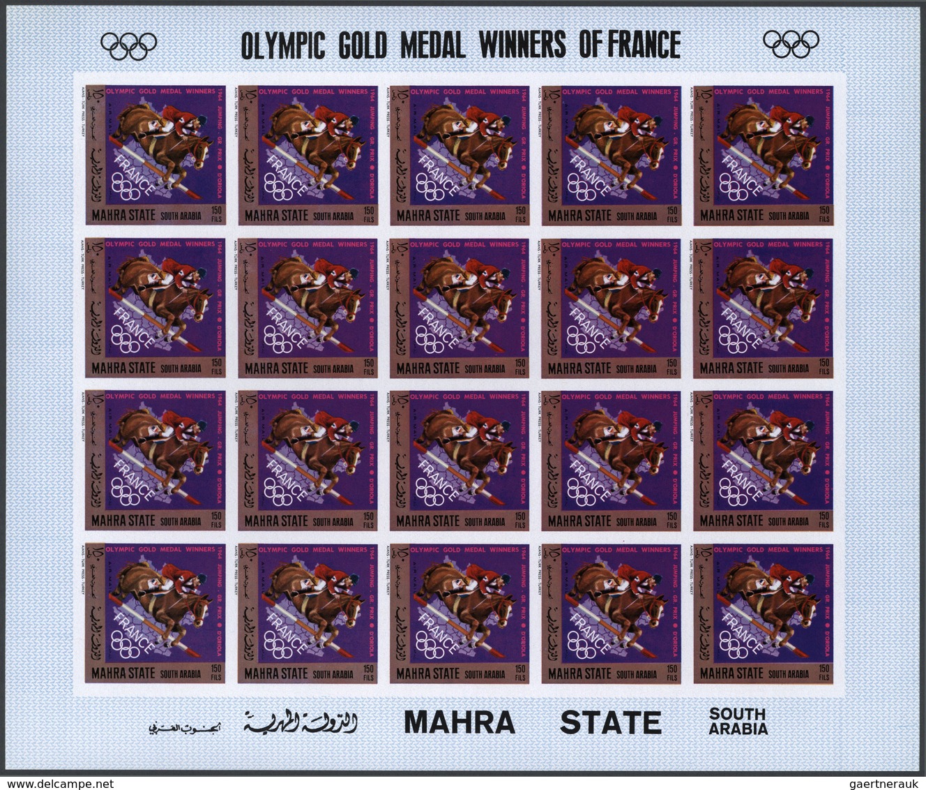 22041 Aden - Mahra State: 1967/1968, OLYMPIC GAMES ISSUES, U/m Collection Of Complete Sheets: Michel Nos. - Aden (1854-1963)