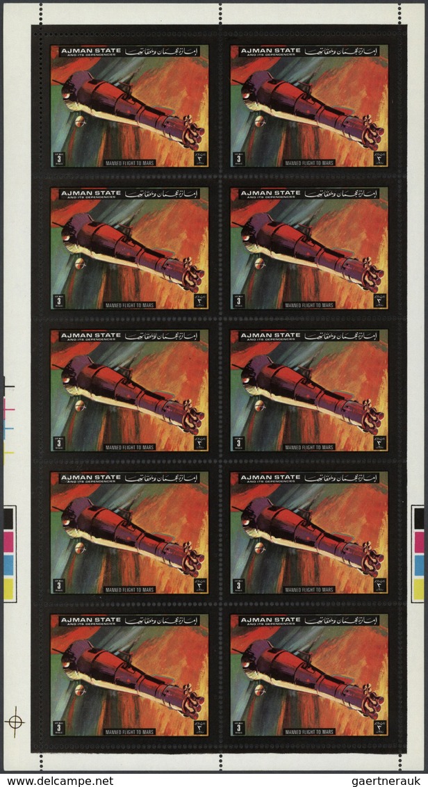 22057 Adschman / Ajman: 1970/1972, Comprehensive U/m Collection Of Complete Sheets/large Units In Three Bi - Adschman