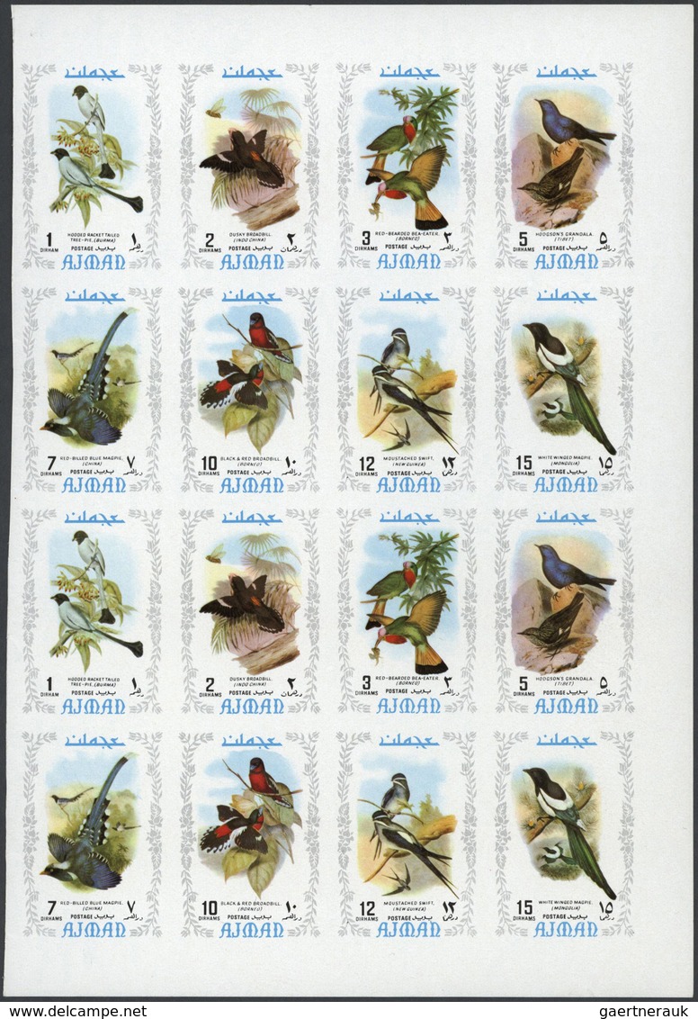 22057 Adschman / Ajman: 1970/1972, comprehensive u/m collection of complete sheets/large units in three bi