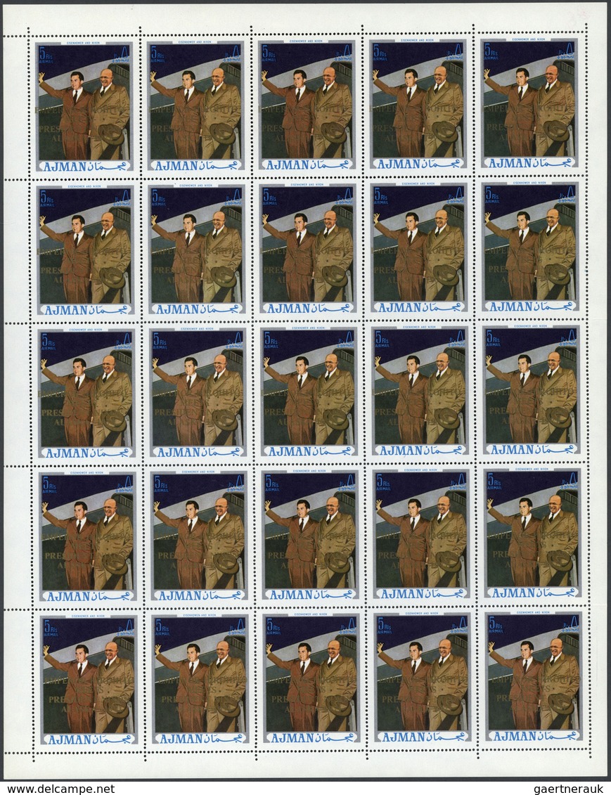 22057 Adschman / Ajman: 1970/1972, comprehensive u/m collection of complete sheets/large units in three bi