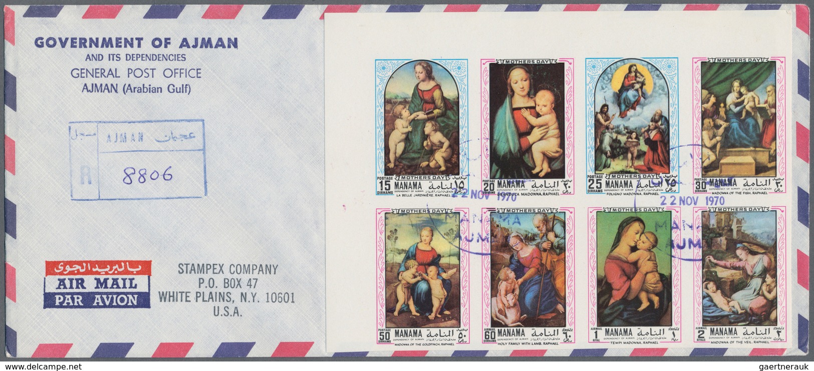 22058 Adschman / Ajman: 1970/1971, Ajman/Manama, Lot Of 18 (mainly Registered Airmail) Covers Bearing Attr - Ajman