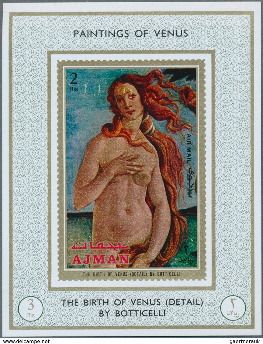 22066 Adschman / Ajman: 1971, Nude paintings by TITIAN (mostly Venus etc.) set of eight different imperfor