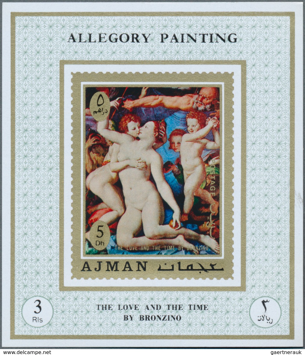 22068 Adschman / Ajman: 1971, Paintings By Famous Masters (Allegory Paintings From Böcklin, Bellinig, Gaug - Ajman