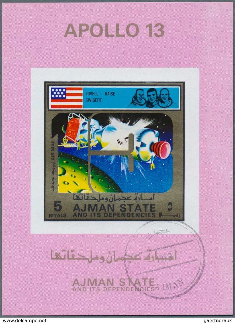 22069 Adschman / Ajman: 1972, APOLLO 11 To 17 Four Different Imperforate Special Miniature Sheets In Diffe - Ajman