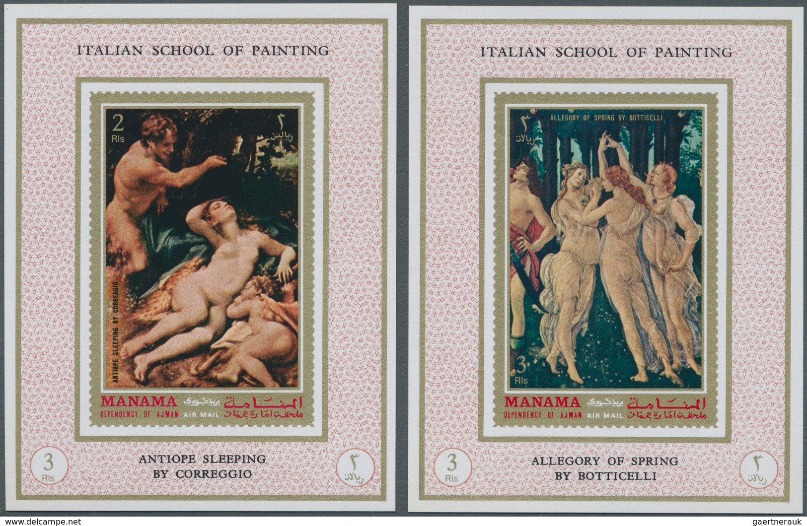 22080 Adschman - Manama / Ajman - Manama: 1971, PAINTINGS (Italian Renaissance) Set Of Eight Different Imp - Manama