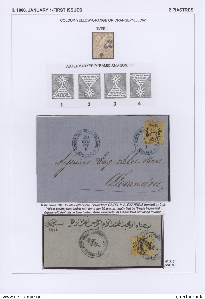 22091 Ägypten: 1704-1879, Specialized collection of stamps and covers well written up on pages and housed