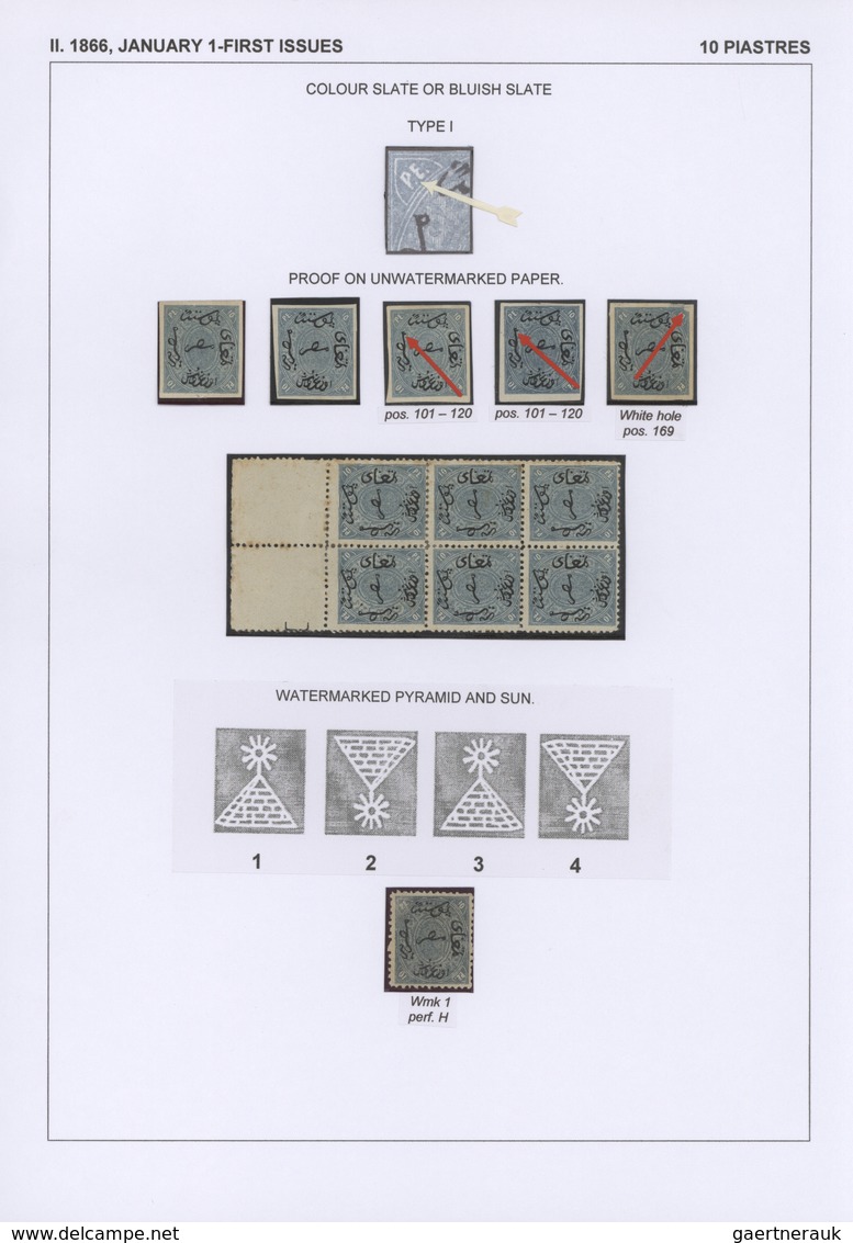 22091 Ägypten: 1704-1879, Specialized collection of stamps and covers well written up on pages and housed