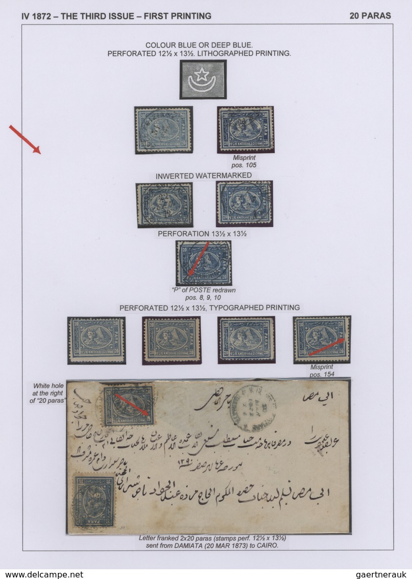 22091 Ägypten: 1704-1879, Specialized collection of stamps and covers well written up on pages and housed