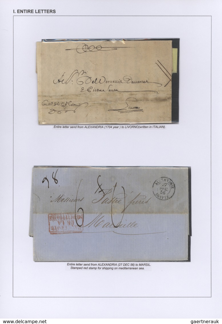 22091 Ägypten: 1704-1879, Specialized collection of stamps and covers well written up on pages and housed