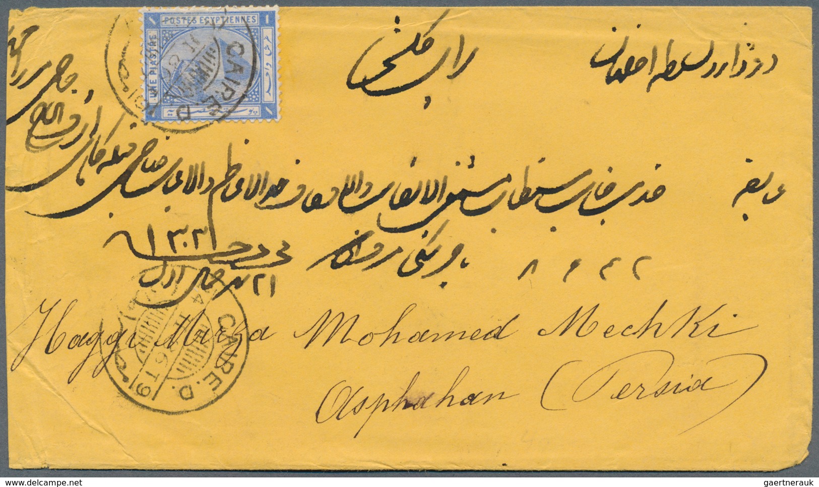 22092 Ägypten: 1860-1918: Eight Covers And Block Of Four, I.e. 1860 Stampless Cover From Cairo To Bombay V - 1915-1921 Protectorat Britannique