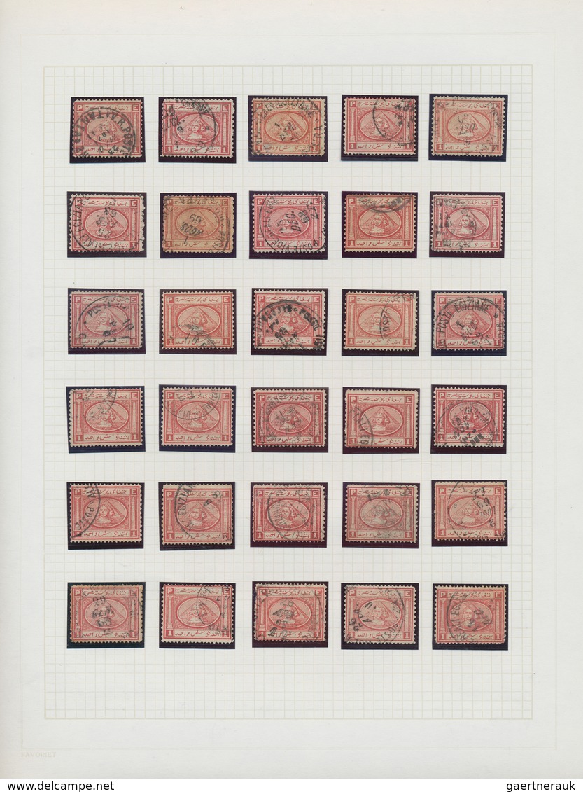 22099 Ägypten: 1867/1871, "Sphinx/Pyramid", Used Collection Of Apprx. 140 Stamps On Album Pages, Comprisin - 1915-1921 Protectorat Britannique