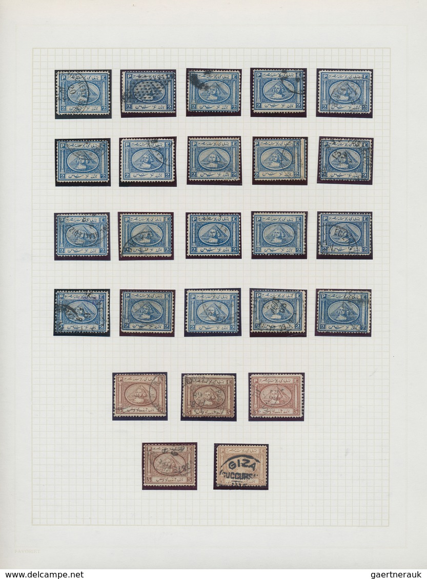 22099 Ägypten: 1867/1871, "Sphinx/Pyramid", Used Collection Of Apprx. 140 Stamps On Album Pages, Comprisin - 1915-1921 Protectorat Britannique