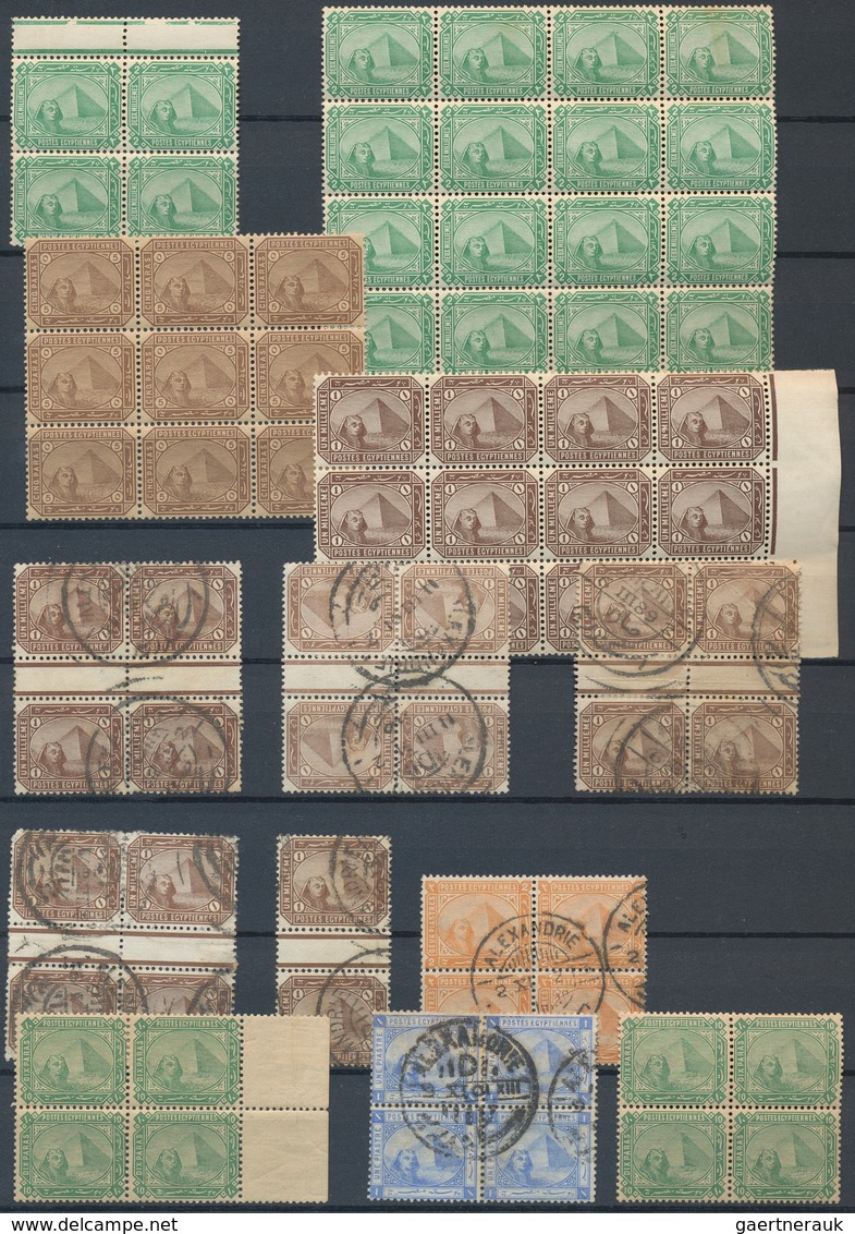 22106 Ägypten: 1879/1906, mint and used accumulation of apprx. 900 stamps "Sphinx/Pyramid" on stockpages,