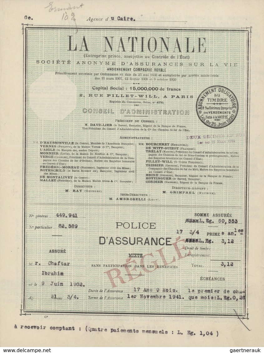 22107 Ägypten: 1887-1950's Ca - REVENUE DOCUMENTS: Collection Of 37 Documents, Official Mail, Telegrams Et - 1915-1921 Protectorat Britannique