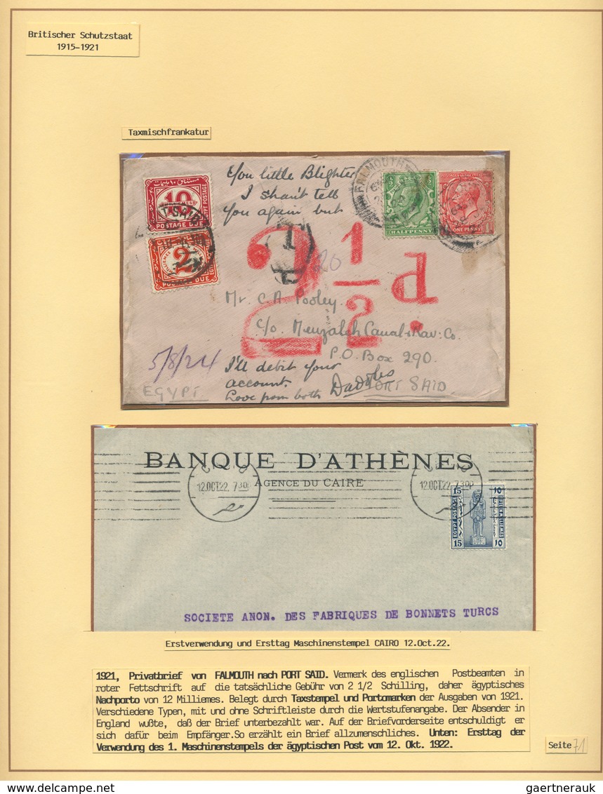 22114 Ägypten: 1906/1936 (ca.), Collection On Written Up Album Pages In Two Lindner Binders, Showing Defin - 1915-1921 Protectorat Britannique
