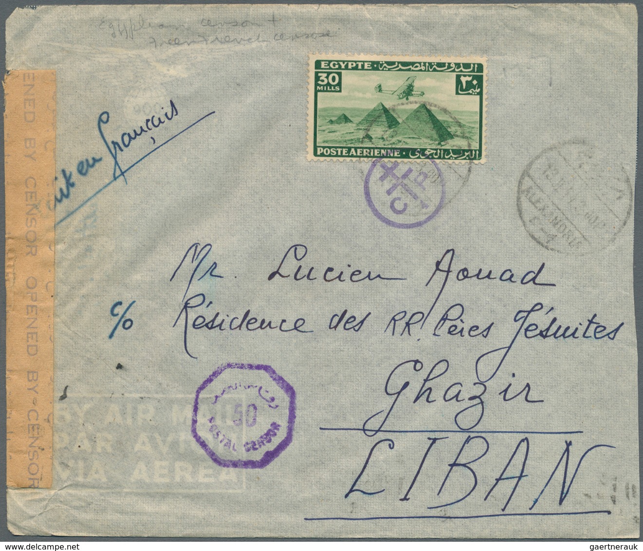 22115 Ägypten: 1907-1950: A Diverse Group Of 36 Covers, Postcards And Postal Stationery Items Including Ce - 1915-1921 Protectorat Britannique