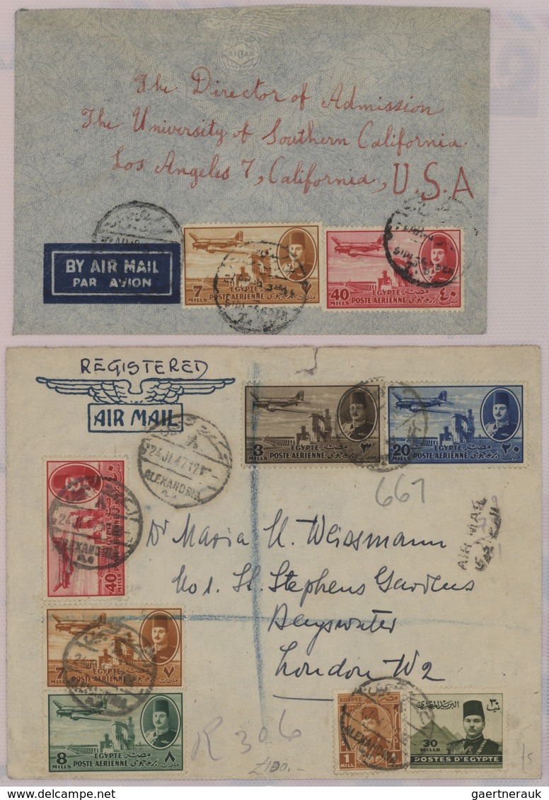 22117 Ägypten: 1910-1950's: Collection Of 55 Airmail Covers Including Highlights As The Rare "HELIOPOLIS/A - 1915-1921 Protectorat Britannique