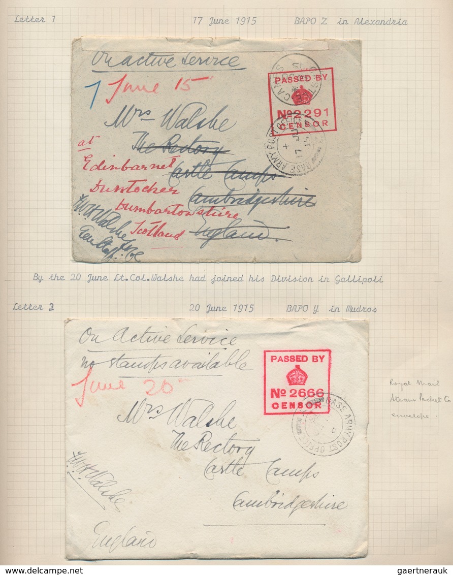 22120 Ägypten: 1915-17 "The Walshe Covers": Specialized Collection Of Near To 100 Covers All From F.W.H. W - 1915-1921 Protectorat Britannique