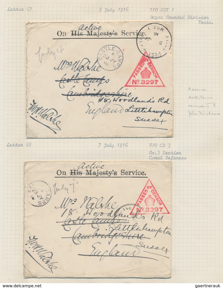 22120 Ägypten: 1915-17 "The Walshe Covers": Specialized Collection Of Near To 100 Covers All From F.W.H. W - 1915-1921 Protectorat Britannique