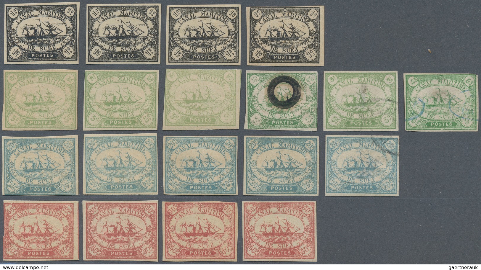 22136 Ägypten - Suez-Kanal-Gesellschaft: 1868: Group Of 19 Stamps, Four Cancelled, Others Mint With Or W/o - Autres & Non Classés