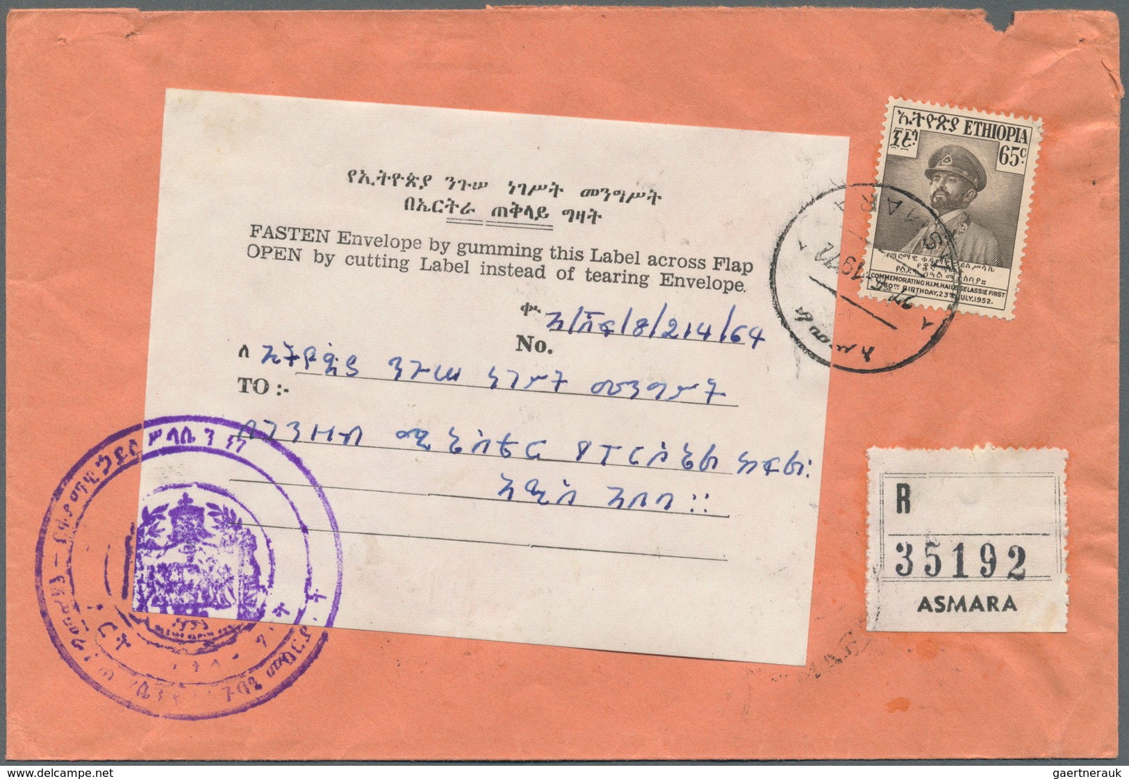 22148 Äthiopien: 1921/73, Covers Used Foreign (7 Inc. One Ppc) Or Inland (14, Mostly Registered Inc. Expre - Ethiopie