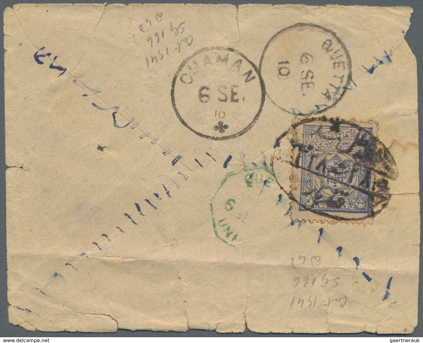 22153 Afghanistan: 1909-1928: Collection of 19 pre-UPU covers to India, from the Kabul region via the nort