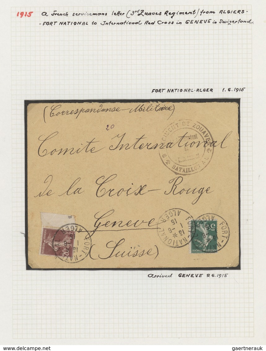 22165 Algerien: 1915/1960: Collection Of 56 Covers And Postal Stationery On Sheets, World War II With Rare - Algérie (1962-...)