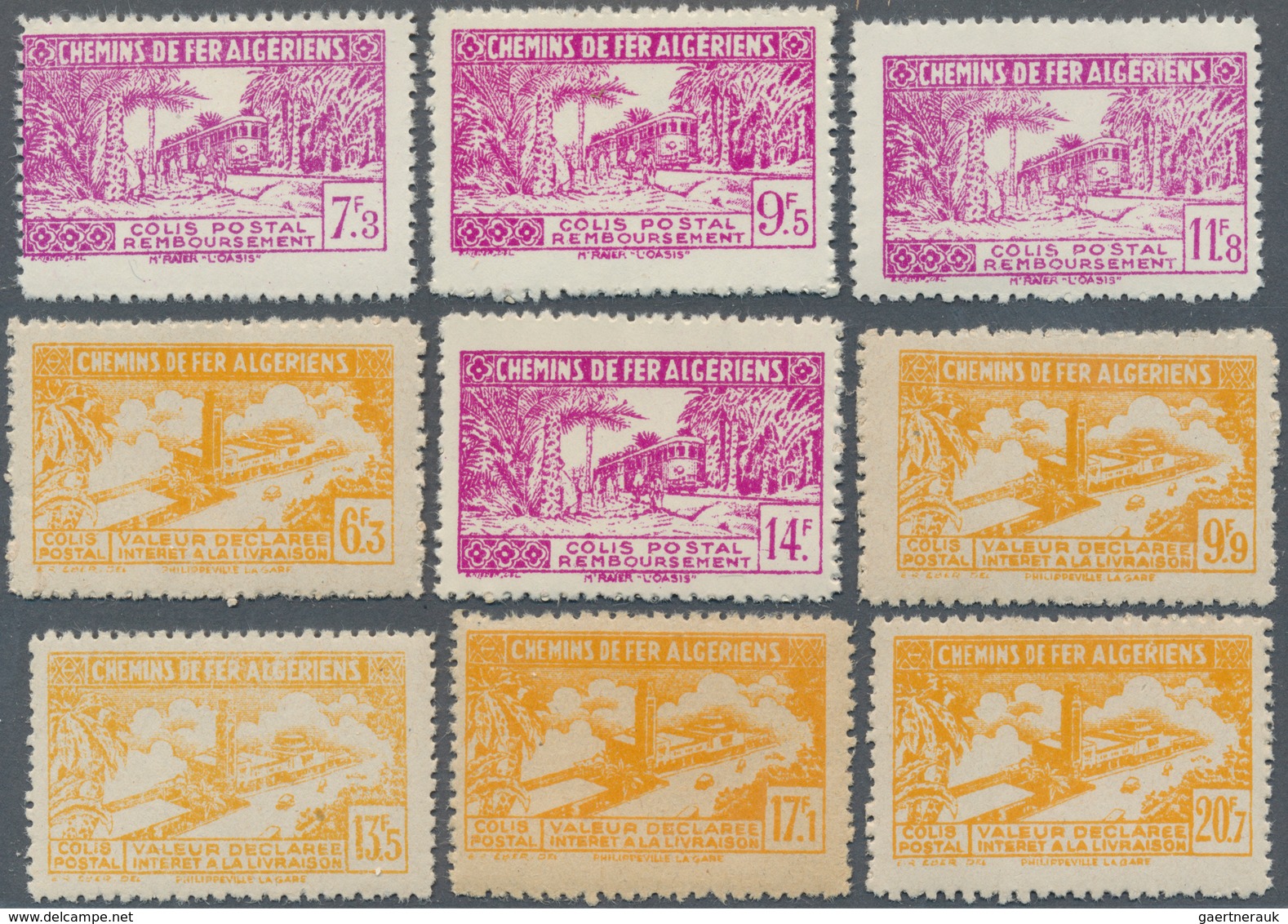 22171 Algerien: RAILWAY PARCEL STAMPS: 1930's/1940's (ca.), Accumulation With 13 Different Railways Stamps - Algérie (1962-...)