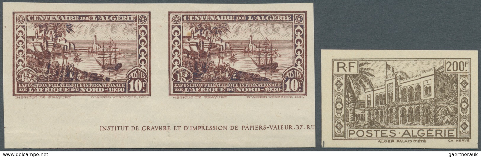 22172 Algerien: 1930/1958 (ca.), Mint Accumulation Of Apprx. 24o IMPERFORATE Stamps Incl. Better Items, Bl - Algérie (1962-...)