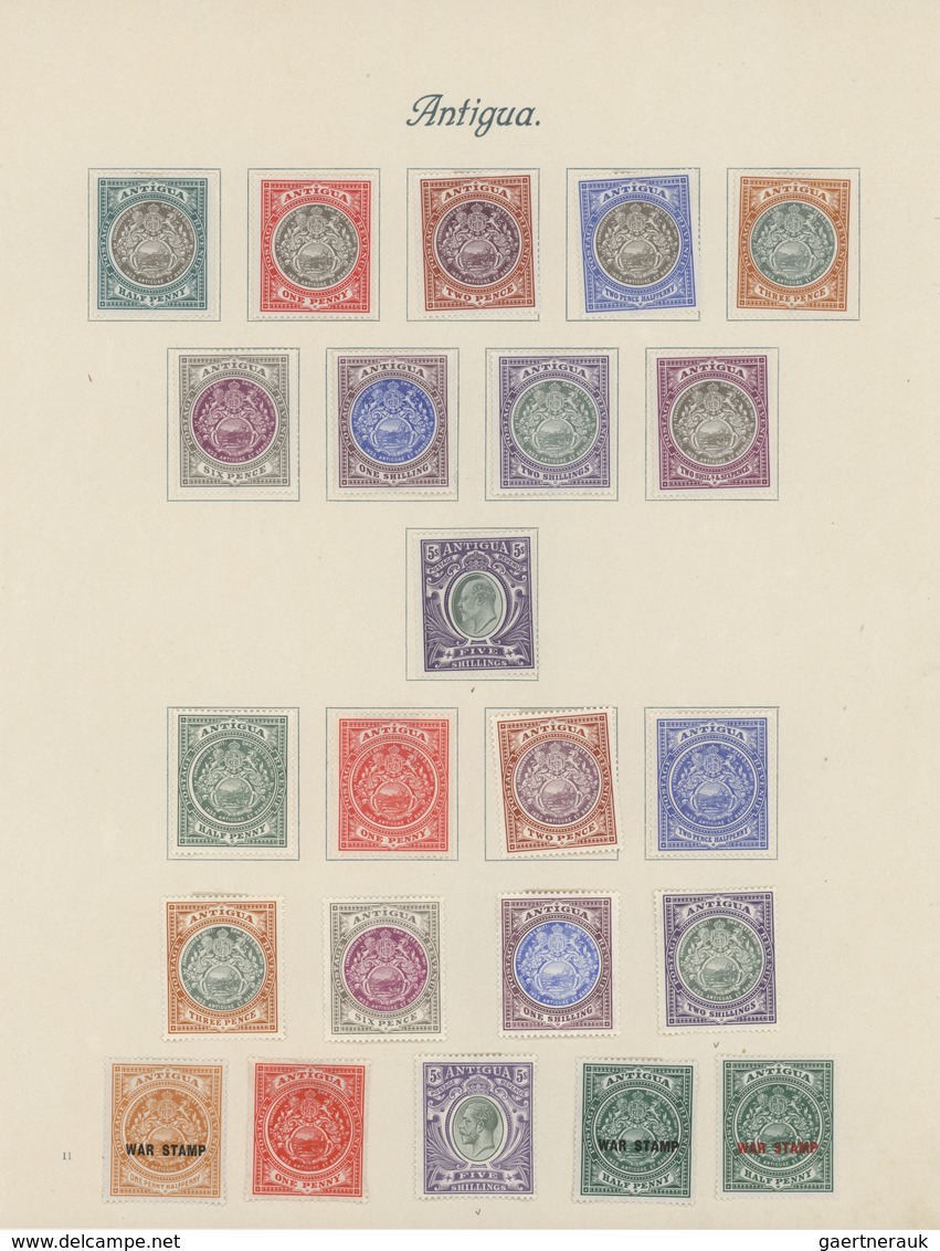 22180 Antigua: 1863- 1920, Collection On Two Album Leaves Including SG. 5, 13, 15, 30, 61, All Mint, Most - 1858-1960 Colonie Britannique