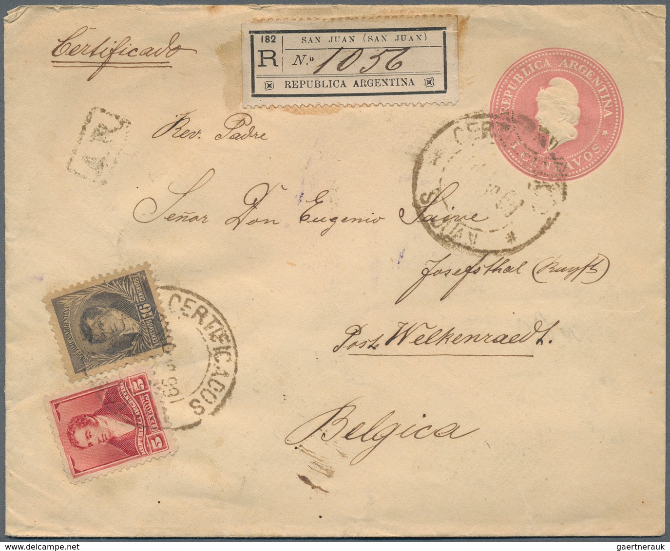 22184 Argentinien: 1865-1908 ca.: Collection of 21 covers, postcards and postal stationery items, three us