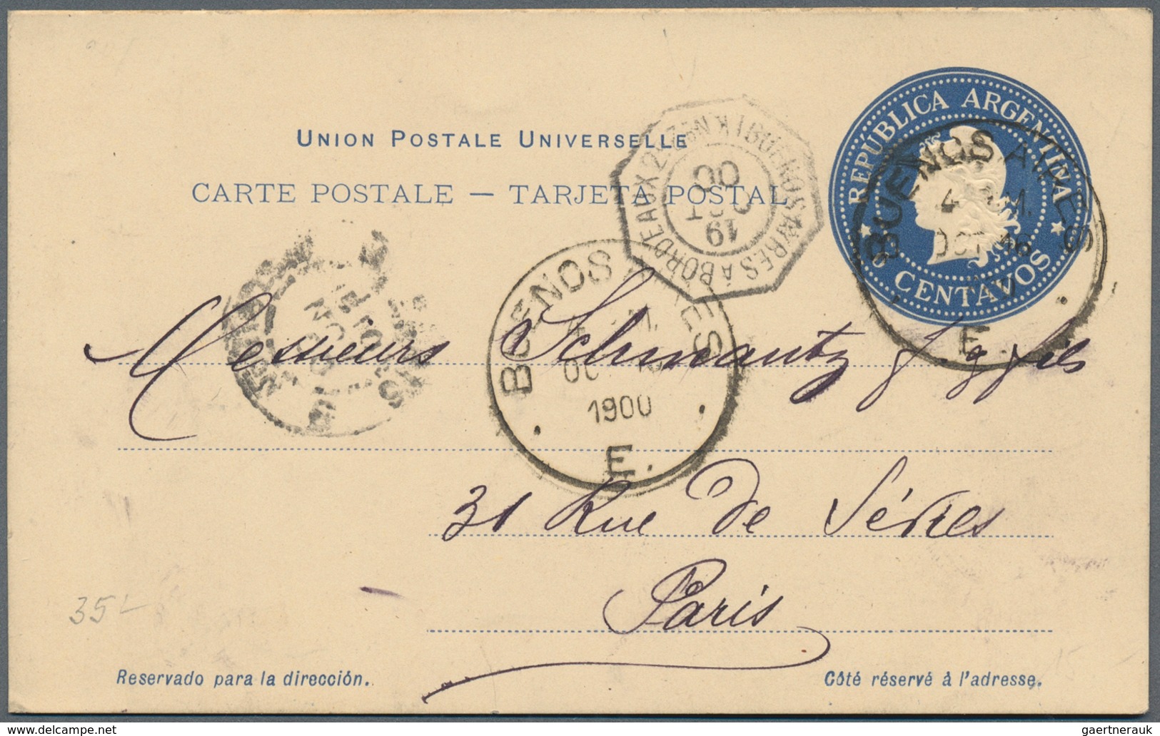 22184 Argentinien: 1865-1908 ca.: Collection of 21 covers, postcards and postal stationery items, three us